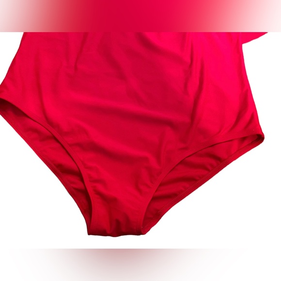 DACI swimwear Gorgeous RED women’s one piece swimsuit with ruffle accent NWT - Picture 5 of 6